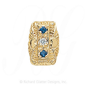 GS091 D/S - 14 Karat Gold Slide with Diamond center and Sapphire accents 
